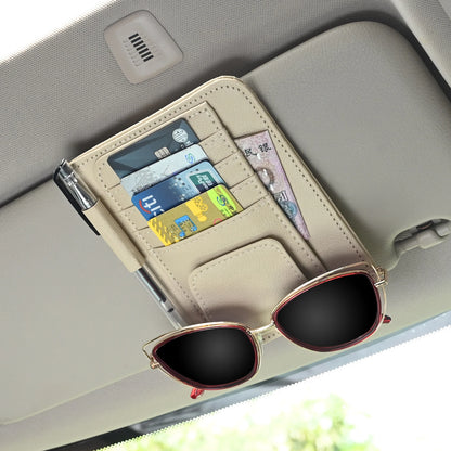 Car Visor Organizer – Multi-Pocket Pouch Bag for Cards, Glasses & Storage, Scratch-Resistant Auto Visor Holder for Car Interior