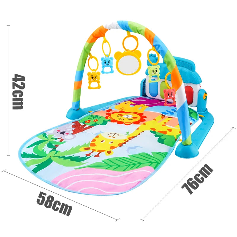 Baby Fitness Play Gym - Newborn Piano Activity Mat with Music, Crawling Blanket & Early Education Toys 0-36 Months