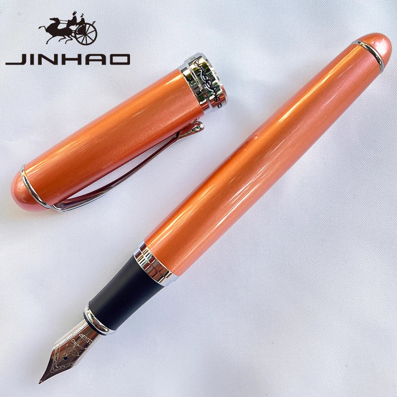 Jinhao X750 Fountain Pen Set - Medium Nib with Ink Converter, Silver Trim Calligraphy Writing Pen & Gift Set