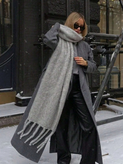 2025 Women’s Winter Scarf – Thick Warm Pashmina Shawl Wrap, Solid Color Cashmere Tassel Hijab Stole