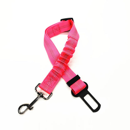 Adjustable Dog Car Seat Belt Harness – Nylon Reflective Elastic Safety Strap with Cushioning for Pet Travel