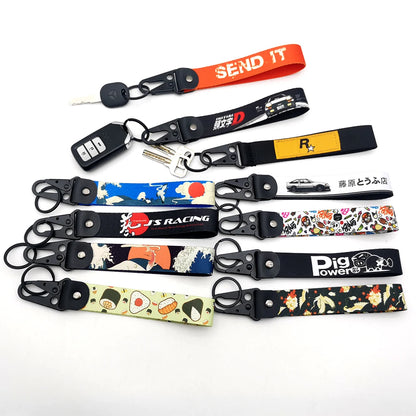 JDM Car Keychain Key Tag – Personality Spring Clip Lanyard for Racing, Modified Nylon Motorcycle & Auto Key Holder Accessories