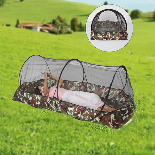 Folding Portable Mosquito Net Tent – Zippered Outdoor Mesh Bed Net for Camping & Travel