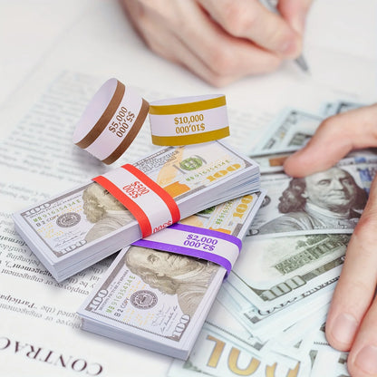 400pcs Assorted Money Bands – Self-Sealing Bill Straps for Cash Binding, Currency Organization & Fake Clinton Band