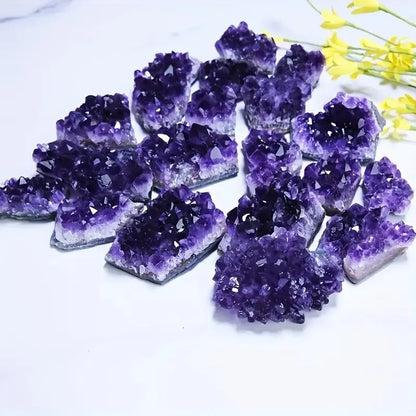 2PCS Natural Amethyst Healing Crystals — Energy Stones for Spiritual Treatment & Home Decoration