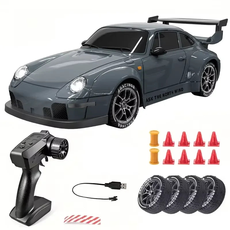 1:24 4WD RC Drift Car – High-Speed 20KM/H Remote Control Racing Toy with Turbo, 2-Speed & LED Lights for Kids & Adults