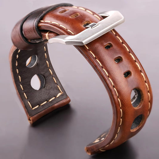 Vintage Genuine Cowhide Leather Watch Strap – 20mm 22mm 24mm Watchband with Pin Buckle for Men & Women