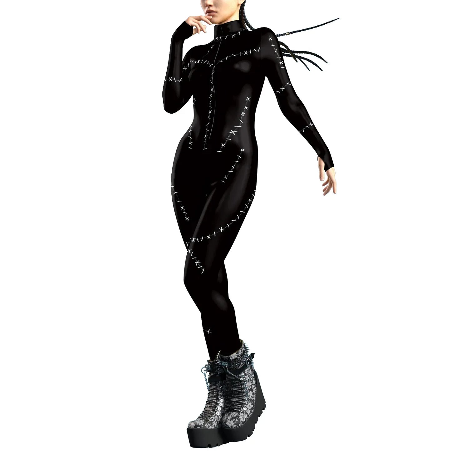 Black Catwoman Cosplay Jumpsuit - Women's Halloween Zentai Catsuit Costume for Parties