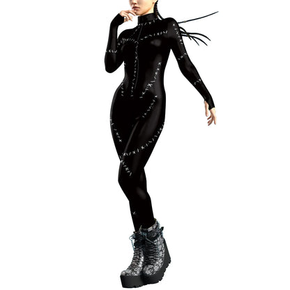 Black Catwoman Cosplay Jumpsuit - Women's Halloween Zentai Catsuit Costume for Parties