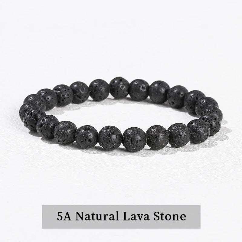 Natural Stone Beaded Bracelet - Obsidian, Fluorite & Quartz Healing Stretch Jewelry for Men & Women