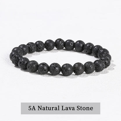 Natural Stone Beaded Bracelet - Obsidian, Fluorite & Quartz Healing Stretch Jewelry for Men & Women