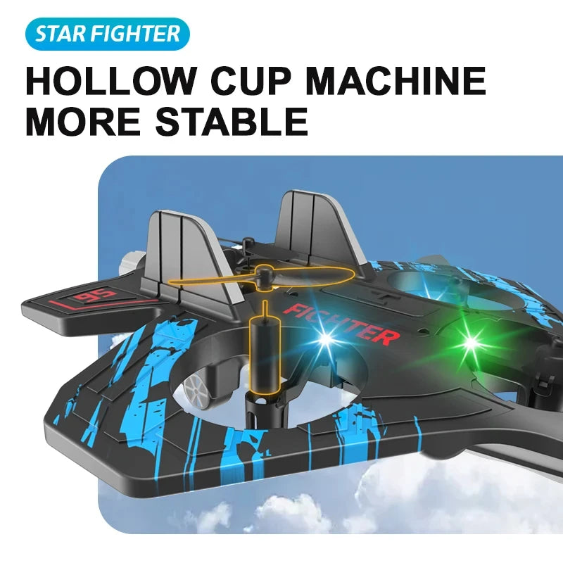 2.4G Remote Control Foam Fighter Glider – Electric Stunt UAV Helicopter with LED Lights & 360° Tumbling Aircraft Model