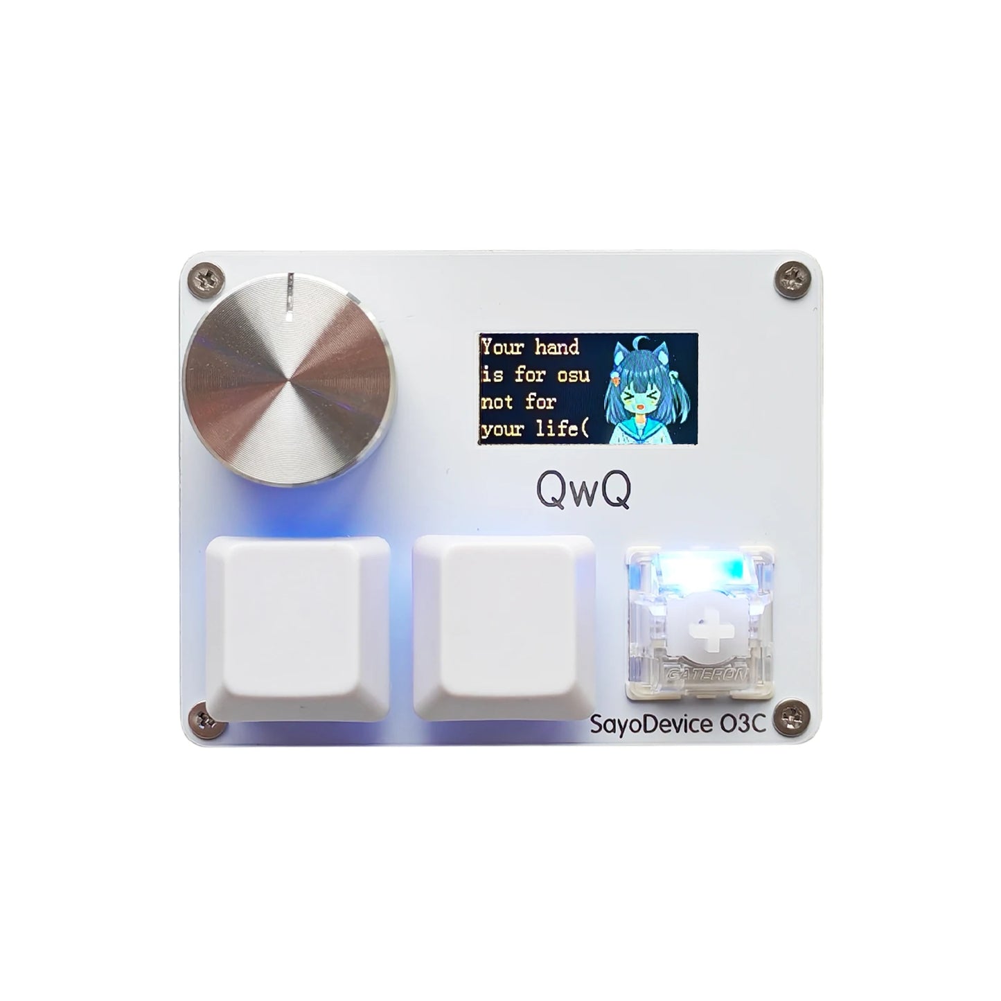 SayoDevice O3C Gaming Keyboard with Gateron KS-20 White Magnetic Switches – Rapid Trigger Macropad with Knob & Screen for OSU Shortcuts