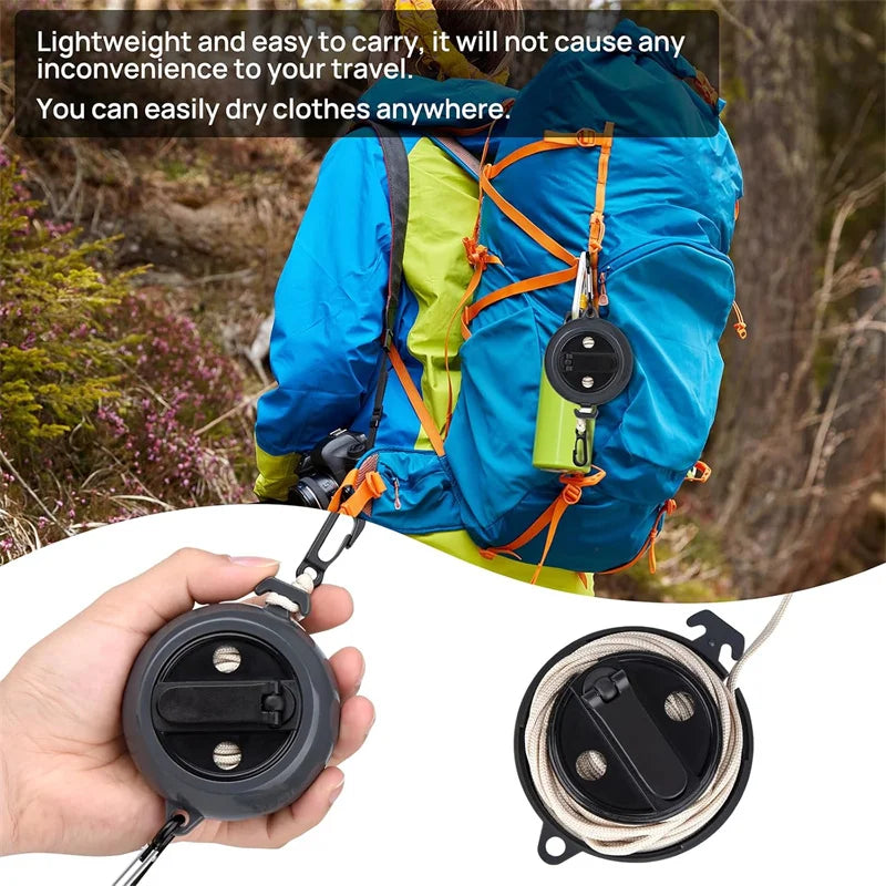 Outdoor Retractable Clothesline 10M – Portable Adjustable Camping Clothes Drying Rack, Windproof Washing Line Rope