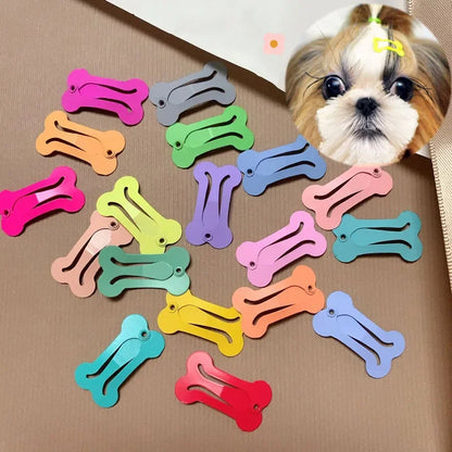 5-Piece Cute Dog Hairpin Set - Colorful Bone-Shaped Clips for Pet Grooming, Suitable for Puppies, Chihuahuas, Pugs & More