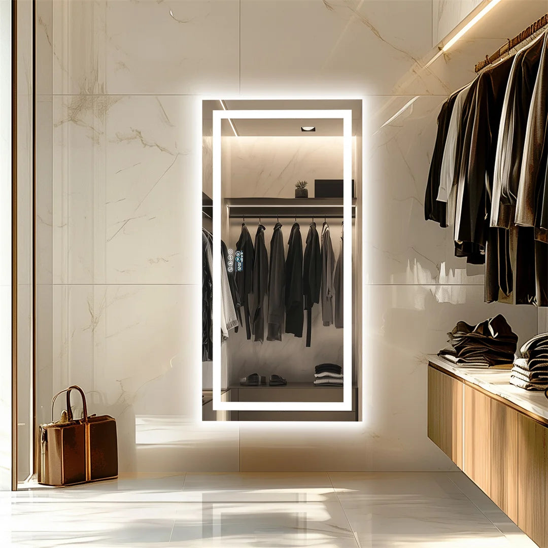 LUVODI Bluetooth LED Bathroom Mirror – Large Anti-Fog Lighted Vanity Mirror with 3-Color Modes