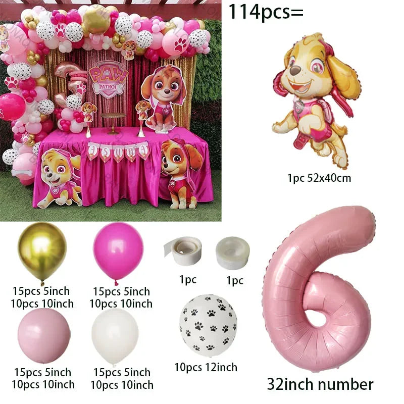 Pink Paw Patrol Party Supplies for Girls – Skye Balloons, Cups, Plates & Tablecloth for Birthday & Baby Shower