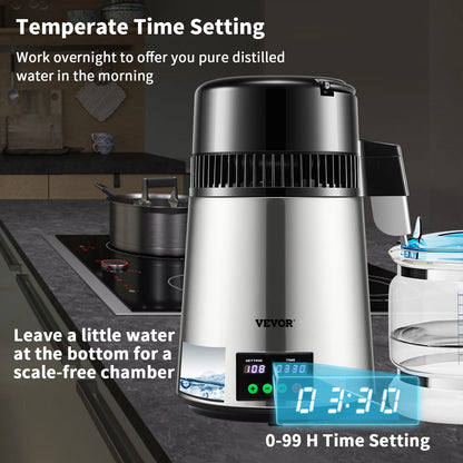 SucceBuy 4L Water Distiller – Home Purifier with 1L/H Distilling Speed & Touch Screen
