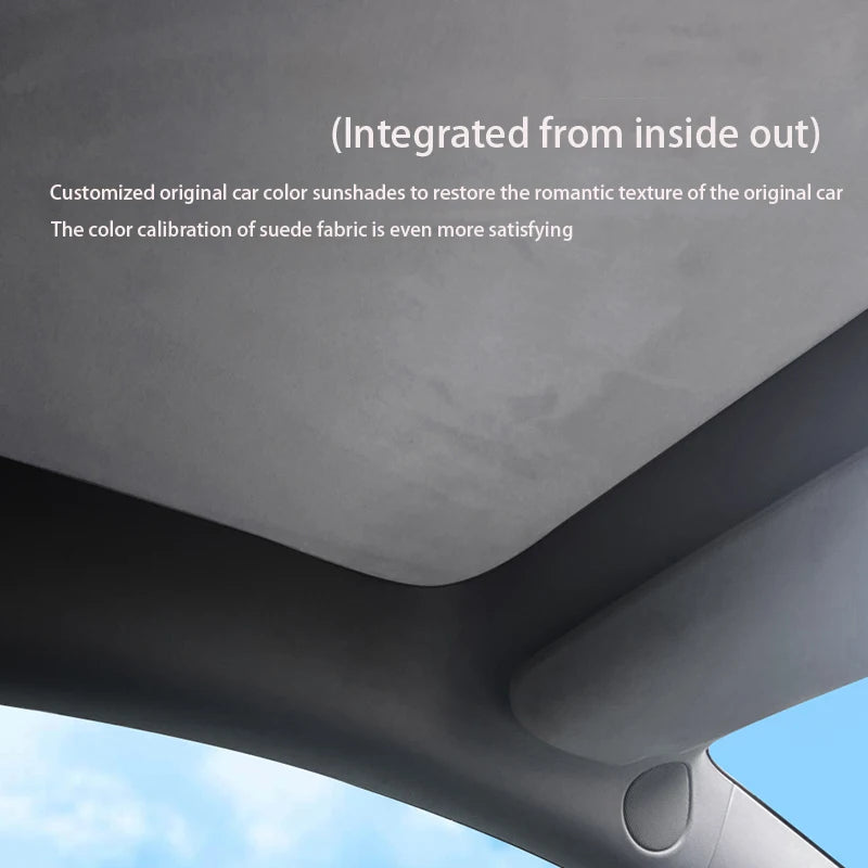 Electrostatic Sunshade for Tesla Model 3 & Y – Ice Cloth Sunroof Front & Rear Glass Skylight Interior Cooling Shade
