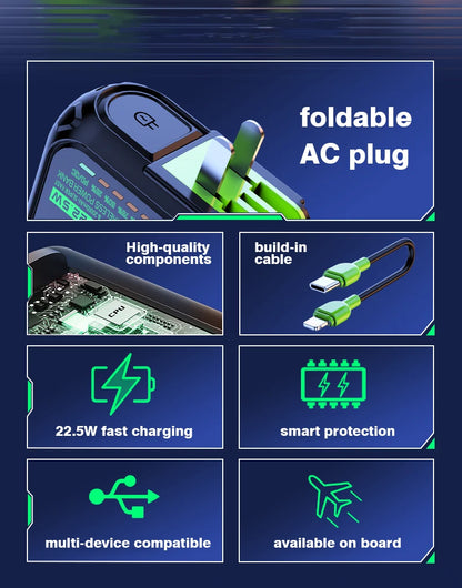Magnetic Wireless Power Bank 20000mAh - Large Capacity Fast Charger with AC Plug, External Spare Battery for iPhone