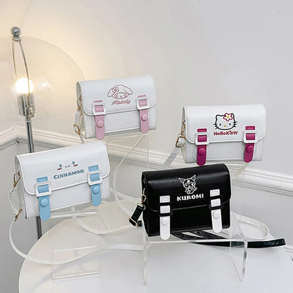 Sanrio Pu Square Bag - Kawaii Anime Shoulder Messenger Tote, Cute Cartoon Backpacks featuring My Melody, Cinnamoroll, and Kuromi