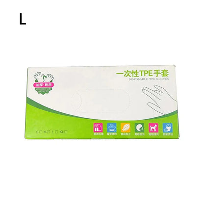 100PCS Disposable Food-Grade Gloves – Transparent Non-Slip TPE Safety Cleaning Gloves, Latex-Free & Portable