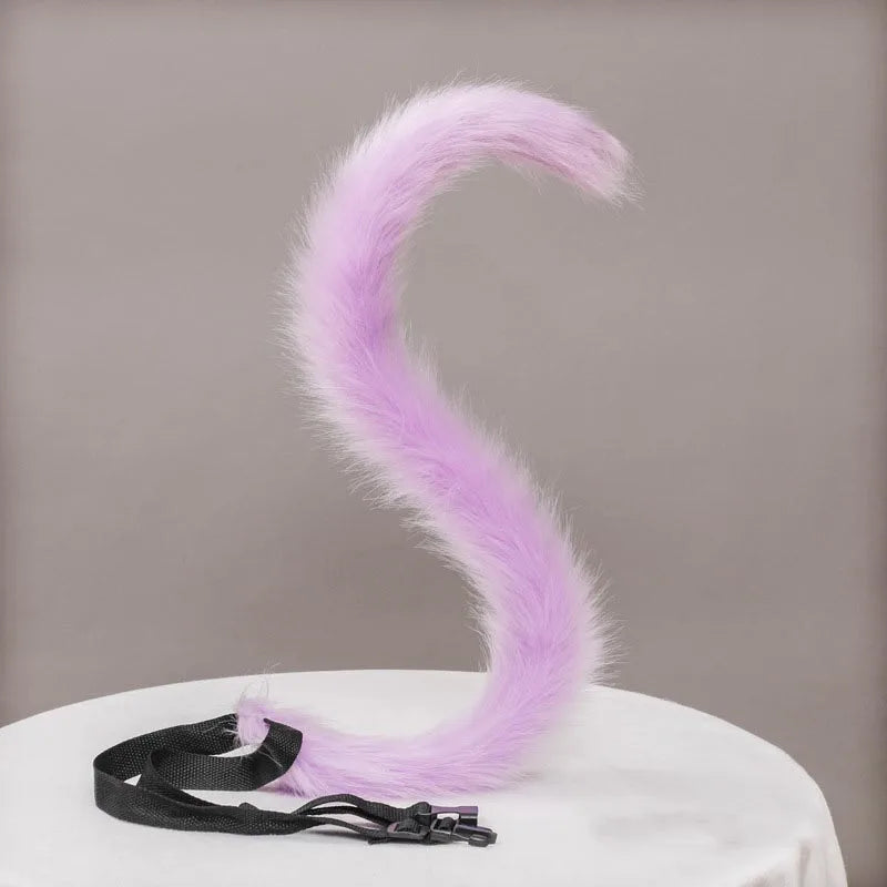 Plush Cat Ears Headband & Tail Set - Realistic Lolita Cosplay Accessories, Handmade Animal Ears for Halloween & Kawaii Costumes