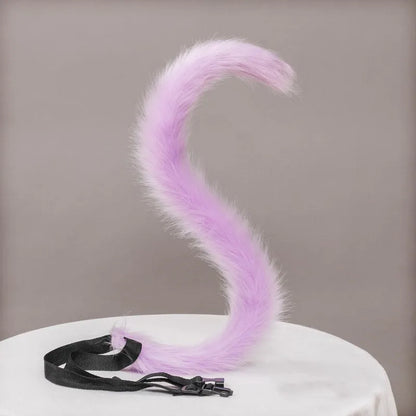 Plush Cat Ears Headband & Tail Set - Realistic Lolita Cosplay Accessories, Handmade Animal Ears for Halloween & Kawaii Costumes