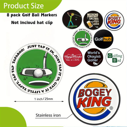 8-Piece Happy Gilmore Golf Ball Marker Set - Funny Golf Accessories and Gift for Men, Golfers, Birthdays, Retirement, and Father’s Day