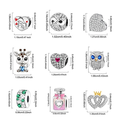 925 Sterling Silver Paw Heart Charm - Zircon Red Love Pendant Bead for DIY Bracelets & Women’s Fine Jewelry