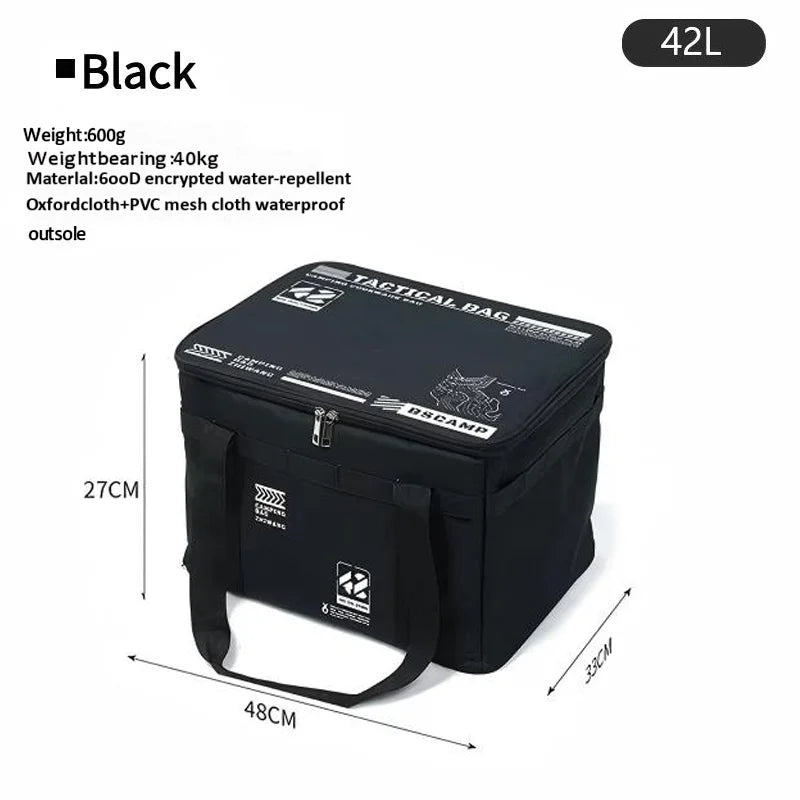 30-42L Waterproof Tactical Camping Storage Bag – Insulated Folding Organizer for Outdoor Gear, Picnic, and Field Equipment