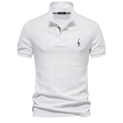 AIOPESON Men's Cotton Polo Shirt - Short Sleeve Solid Color Summer Casual Polo Top