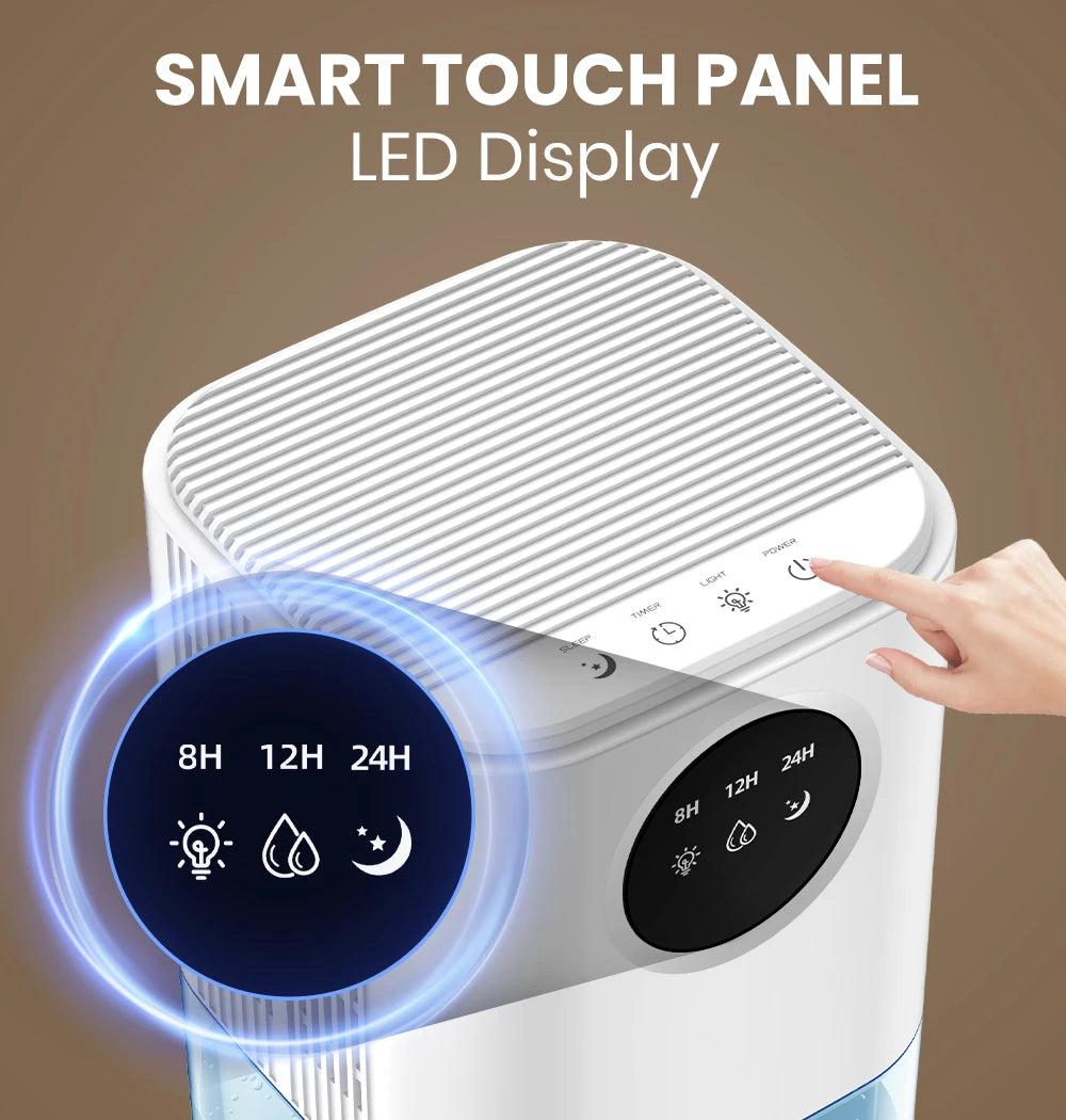 Portable Dehumidifier – 35oz Capacity, Silent Operation, Colorful Lights & Timer Switch for Home & Bedroom