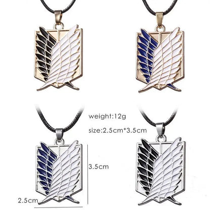 Attack on Titan Wings of Freedom Necklace - Alloy Investigator Logo Anime Pendant Jewelry Party Accessory