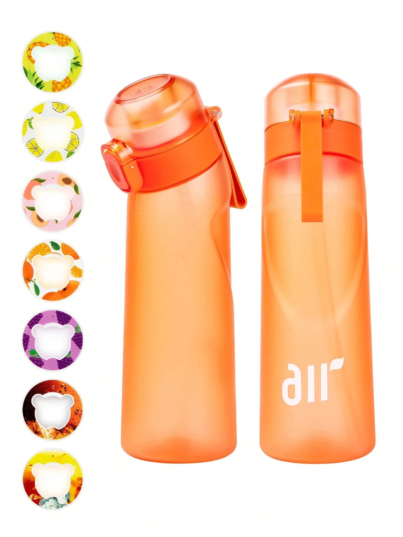 Portable Air Water Bottle with Straw – Leak-Proof Transparent Bottle with 1 Random Flavor Pod for Outdoor Sports
