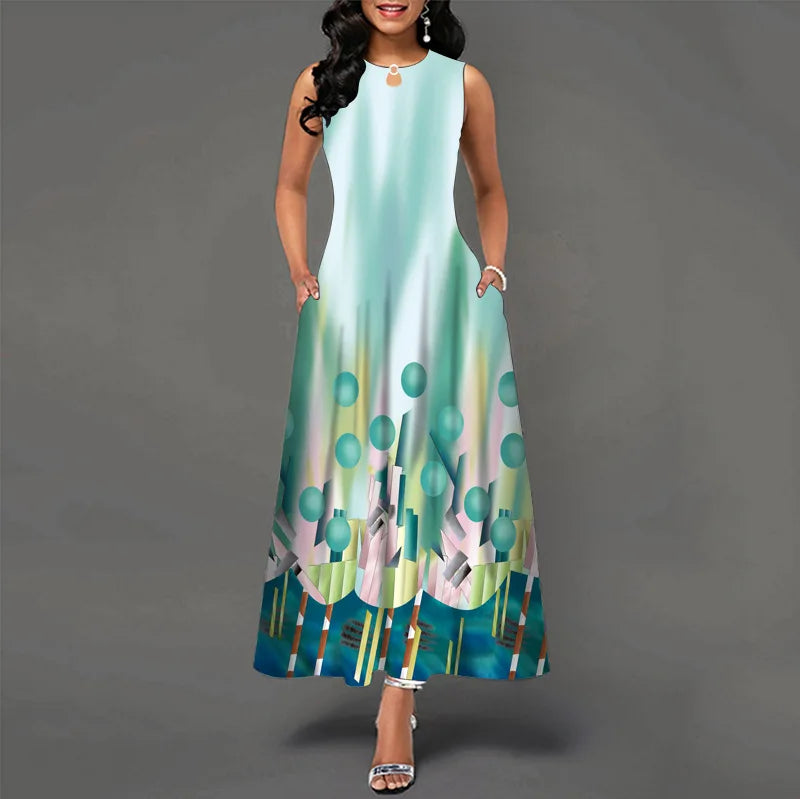 Women’s Loose Floral Vintage Maxi Dress – Ruffled Summer Party Camis, Elegant Big & Large Size Dress