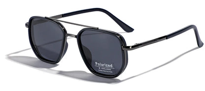 Peekaboo TR90 Polarized Sunglasses – Retro Metal Square Style for Men & Women, UV400 Double Bridge Driving Glasses