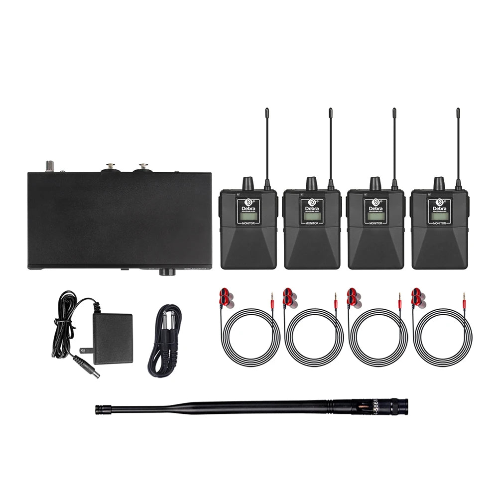 Debra ER102 UHF Wireless In-Ear Monitor System – Multiple Professional Transmitters for Small Concerts & Home Theater