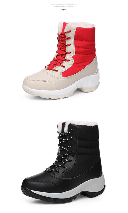 Women's Winter Snow Boots – Plush Lined Platform Flat Casual Shoes for Warmth and Comfort