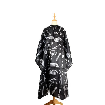 Retro Hairdressing Cape – Waterproof Patterned Salon Barber Gown, Professional Hair Stylist Cutting Apron