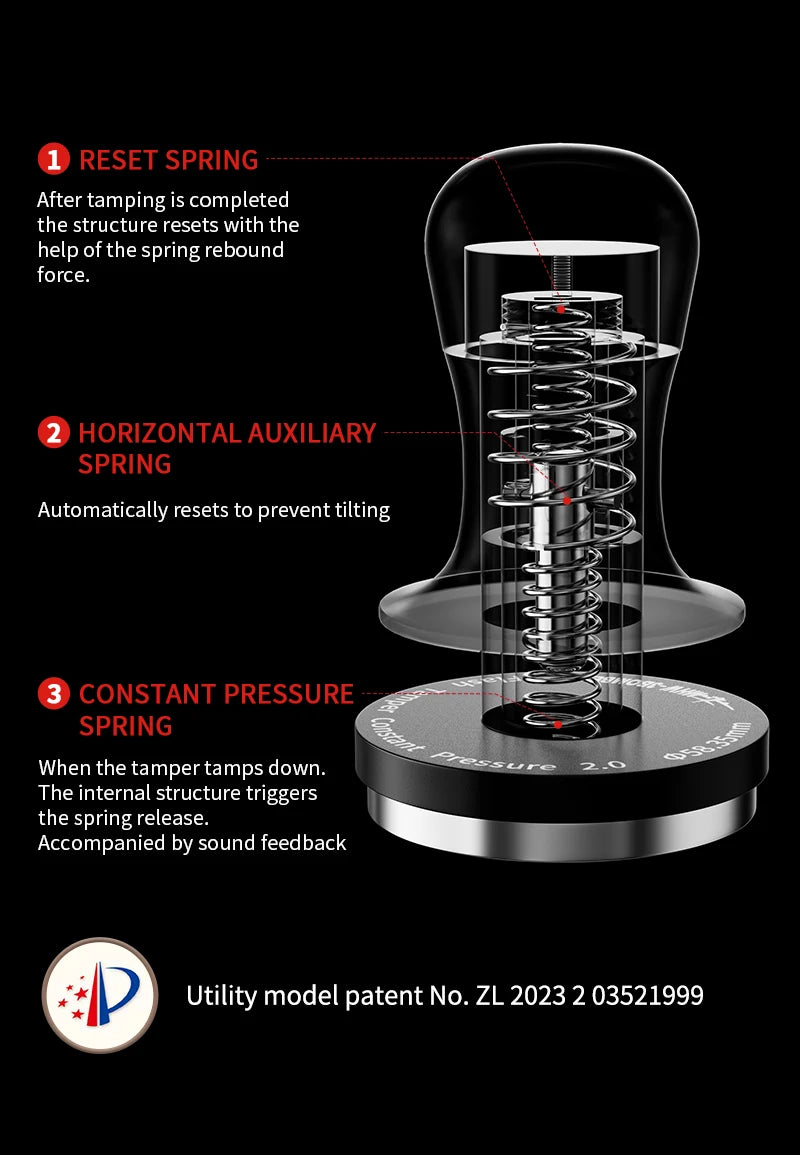 MHW-3BOMBER 30lb Calibrated Coffee Tamper – 51mm/53mm/58mm Flat Espresso Tamper with Spring-Loaded Pressure for Baristas