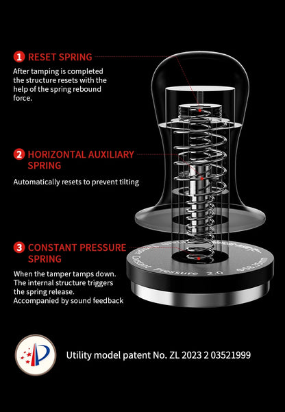 MHW-3BOMBER 30lb Calibrated Coffee Tamper – 51mm/53mm/58mm Flat Espresso Tamper with Spring-Loaded Pressure for Baristas