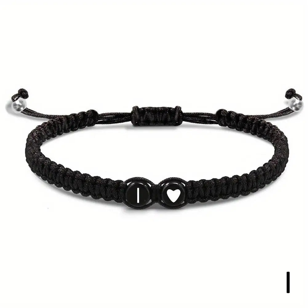 A-Z Initial Heart Bracelet - Handmade Adjustable Braided Name Jewelry Gift for Women & Men