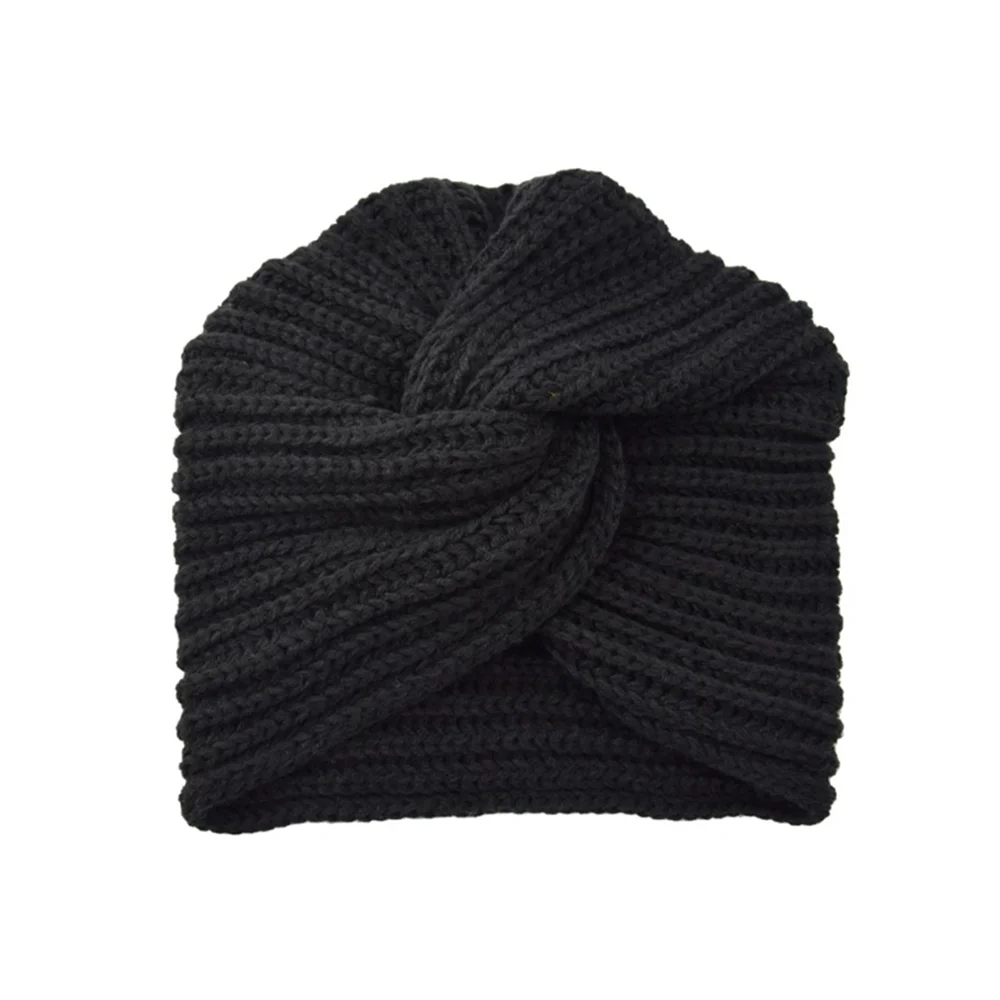 Women's Knitted Turban Hat - Bohemian Cashmere Cross Wrap Indian Wool Bonnet Cap