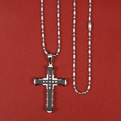 High-Quality Titanium Steel Cross Necklace – Non-Fading Hip-Hop Pendant Chain for Men & Women, Trendy Fashion Gift Jewelry