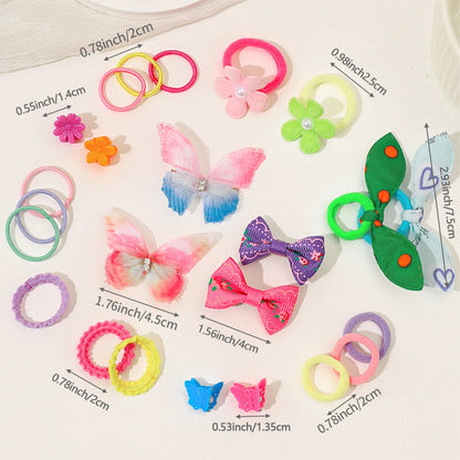 555Pcs Girls Hair Accessories Set - Colorful Butterfly Clips Elastic Bands & Hair Ties for Daily Ponytails and Styling