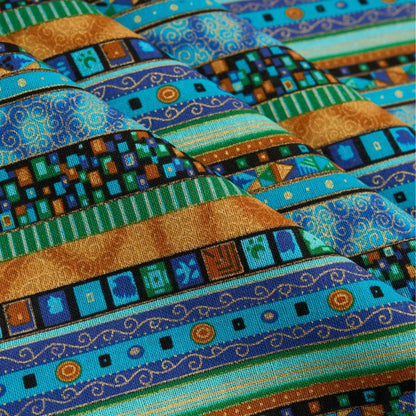 Striped Cotton Linen Upholstery Fabric - Bohemian Textile for Sofa Covers, Dresses, Pillowcases & Quilts