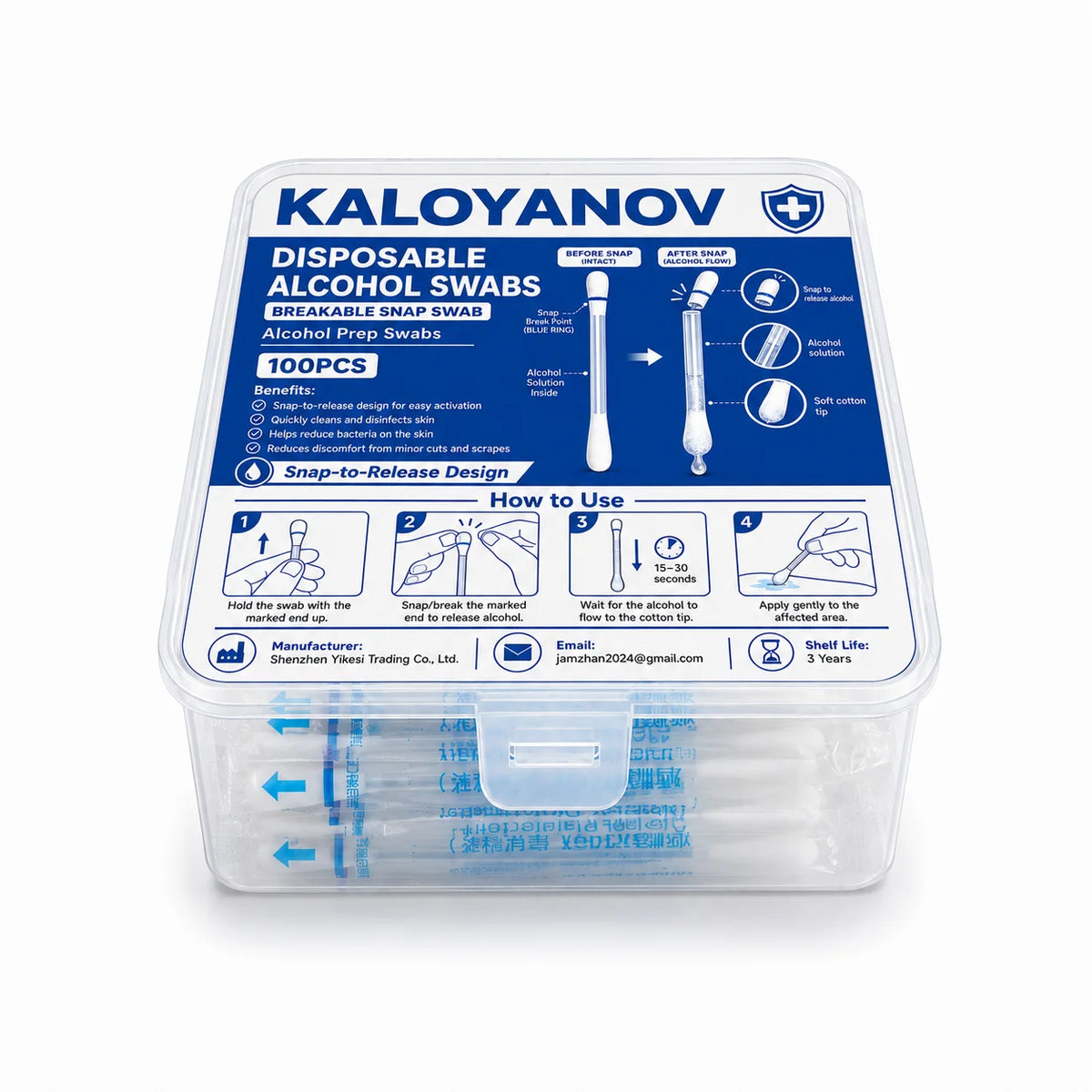 10% Povidone-Iodine Antiseptic Swabs – Extra-Strength Cotton Sticks for Wound Care and First Aid