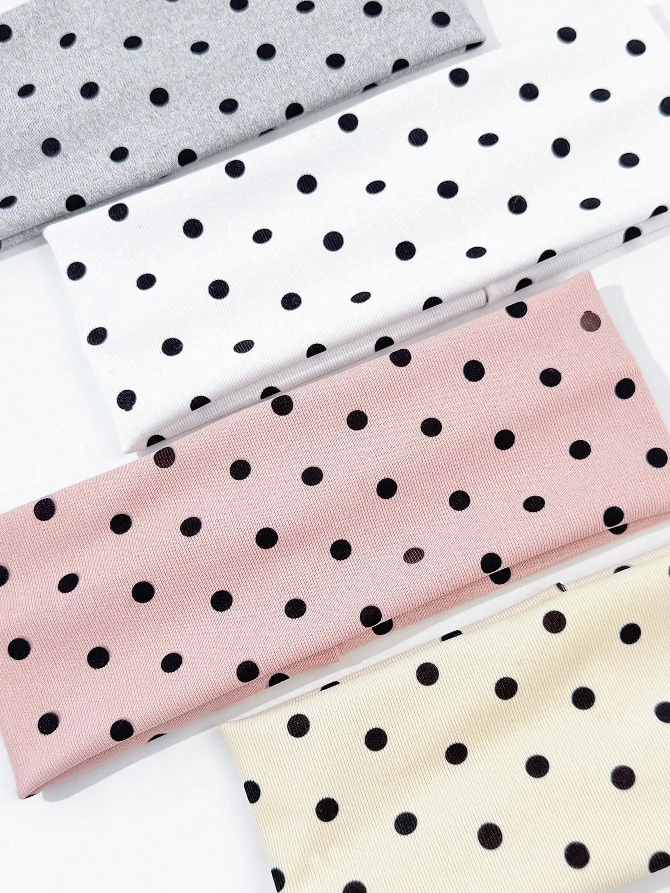 4-Piece Polka Dot Wide-Edge Headband Set - Elastic Hair Bands for Women, Makeup & Sports Use