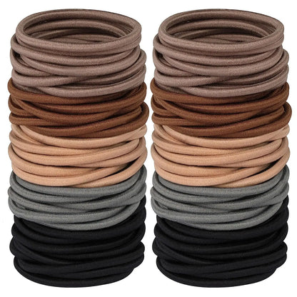 10/30/50PCS Black Elastic Hair Bands - 4MM Ponytail Holders & Scrunchies for Women, Men & Girls